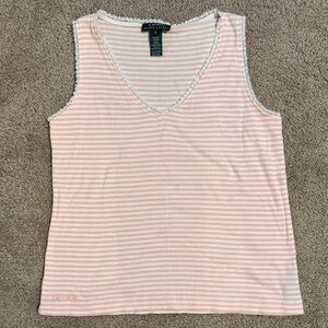 Lauren Ralph Lauren Pink and White Striped Tank Top